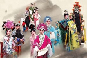 Live Peking Opera show in Beijing, featuring elaborate costumes, makeup, and traditional singing and acting